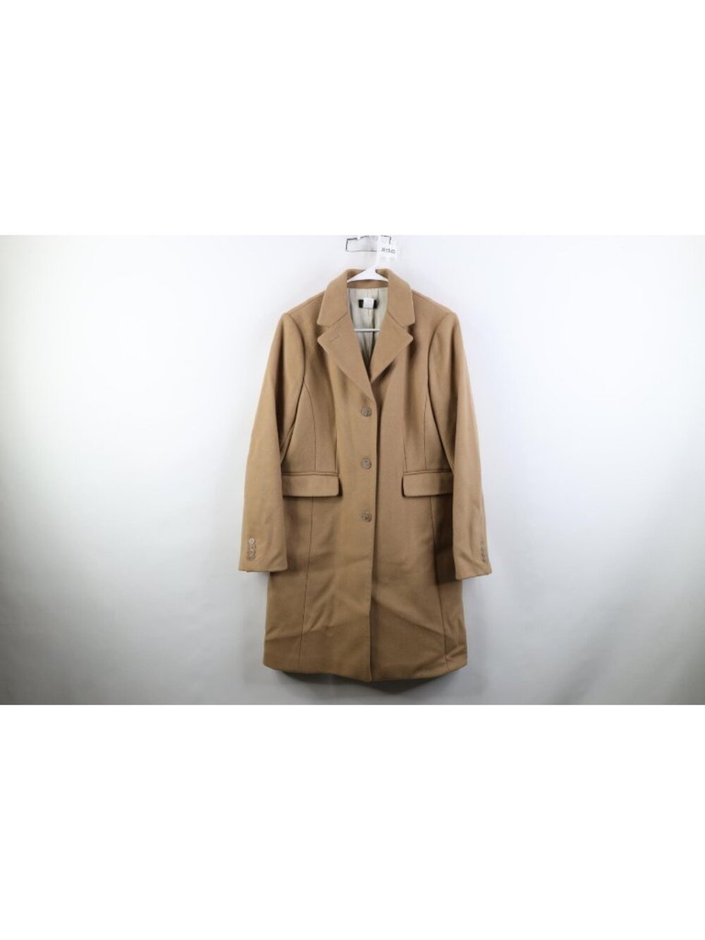 Vtg Y2K J Crew Womens 12 Distressed Wool Cashmere Overcoat Trench Coat Jacket